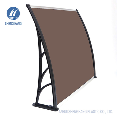 ধাতু বন্ধনী জলরোধী টেকসই সঙ্গে বাদামী বাঁকা Polycarbonate শামিয়ানা